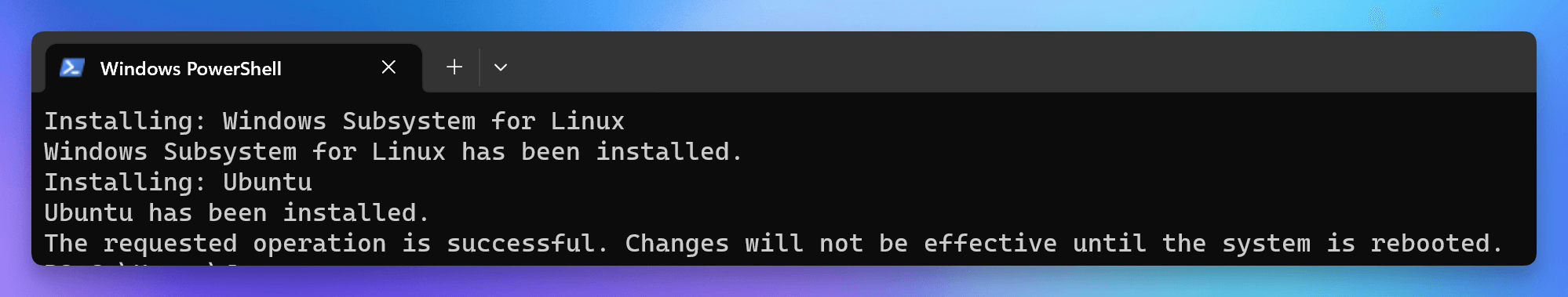 WSL Install Command