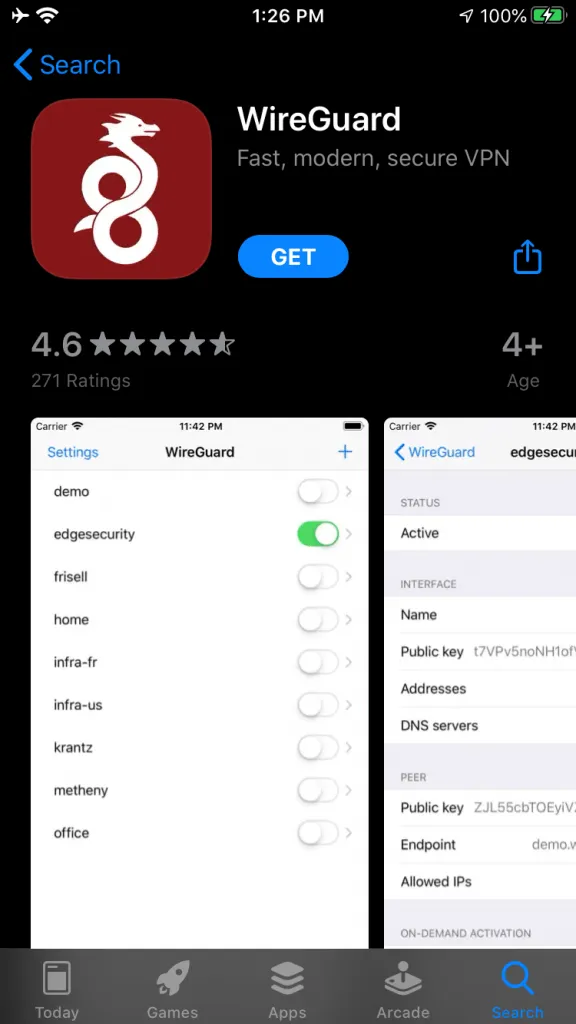 WireGuard iOS App Store
