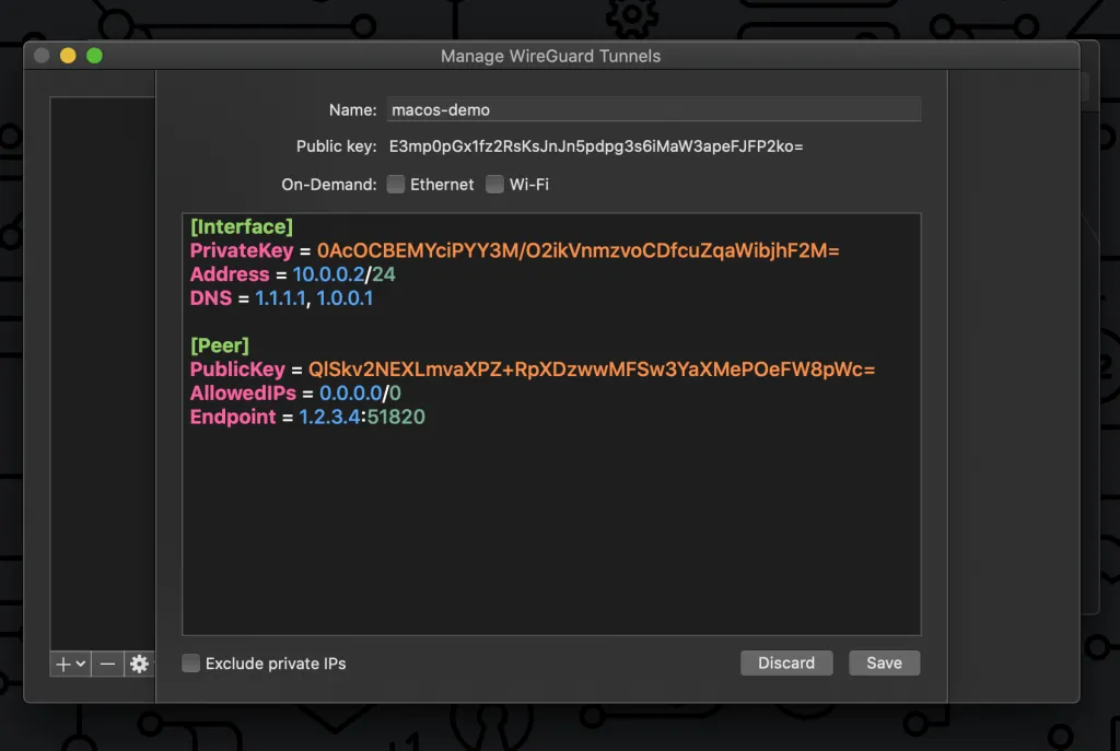 WireGuard macOS Completed Config
