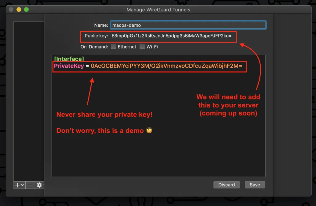 WireGuard macOS Generated Keys