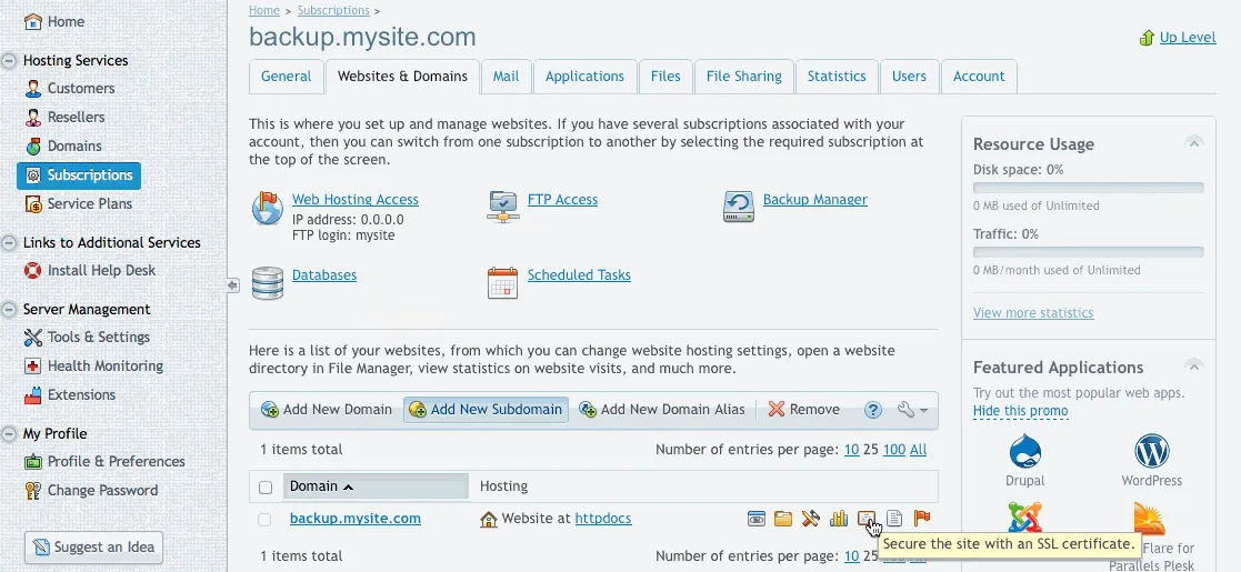 Disable Web Domain