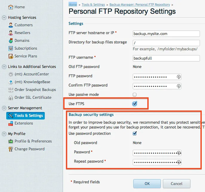 FTP Settings
