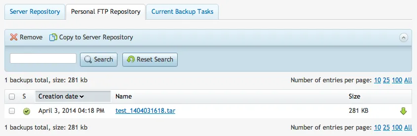 Personal FTP Tab