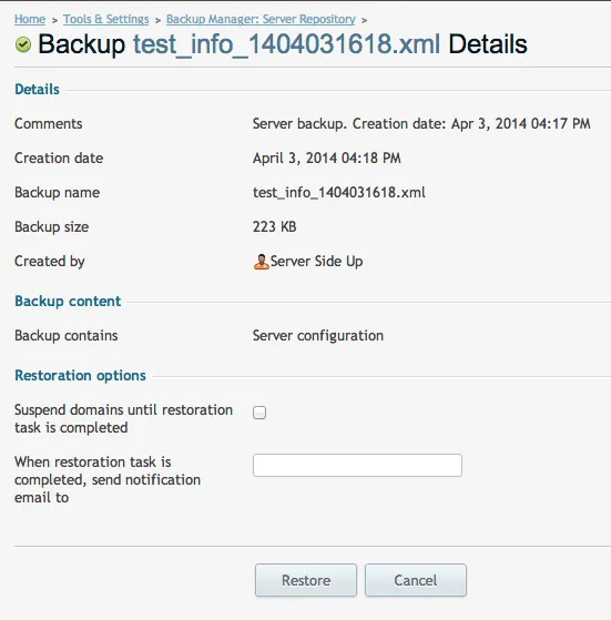 Server Restore