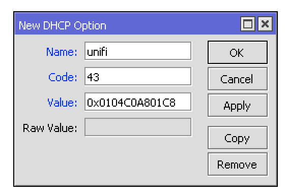 DHCP Option Configuration