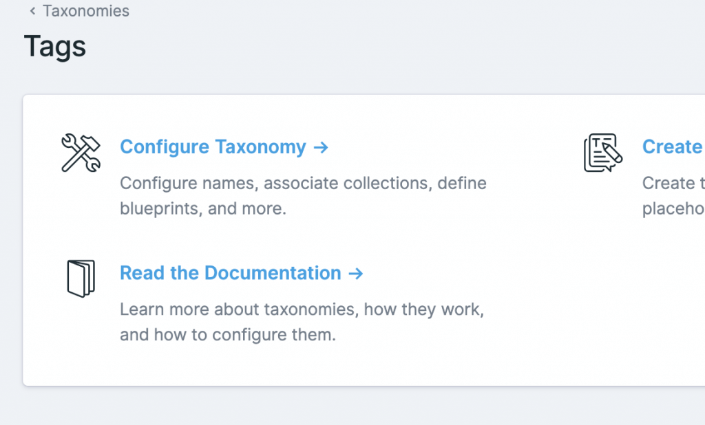 Configure taxonomy button. Click this to configure your taxonomy.